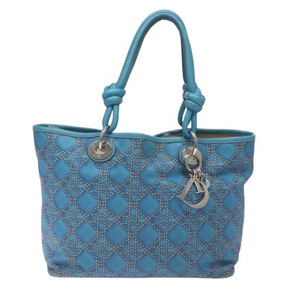 DIOR Canage Hand Bag Coated Canvas Blue Silver - Picture 2 of 12